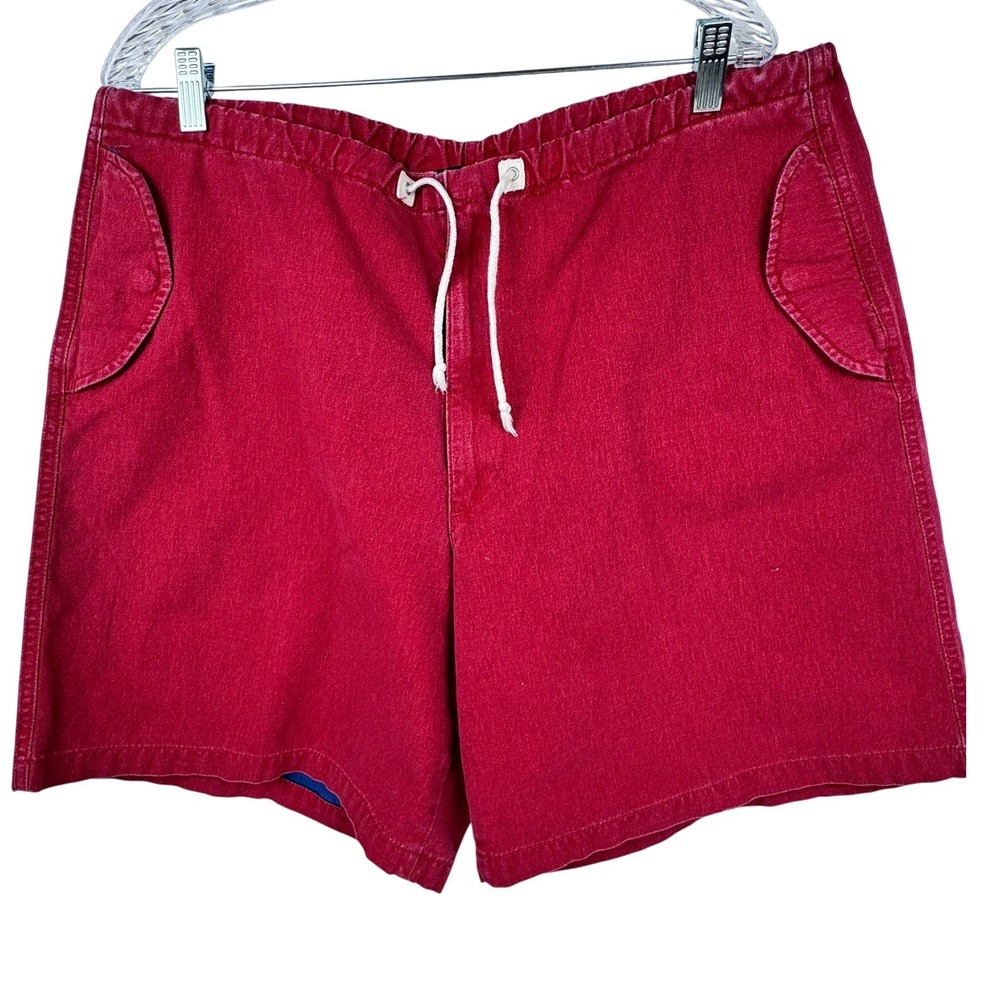 VTG Polo Ralph Lauren Red Canvas Drawstring Cargo Shorts‎ Size 38